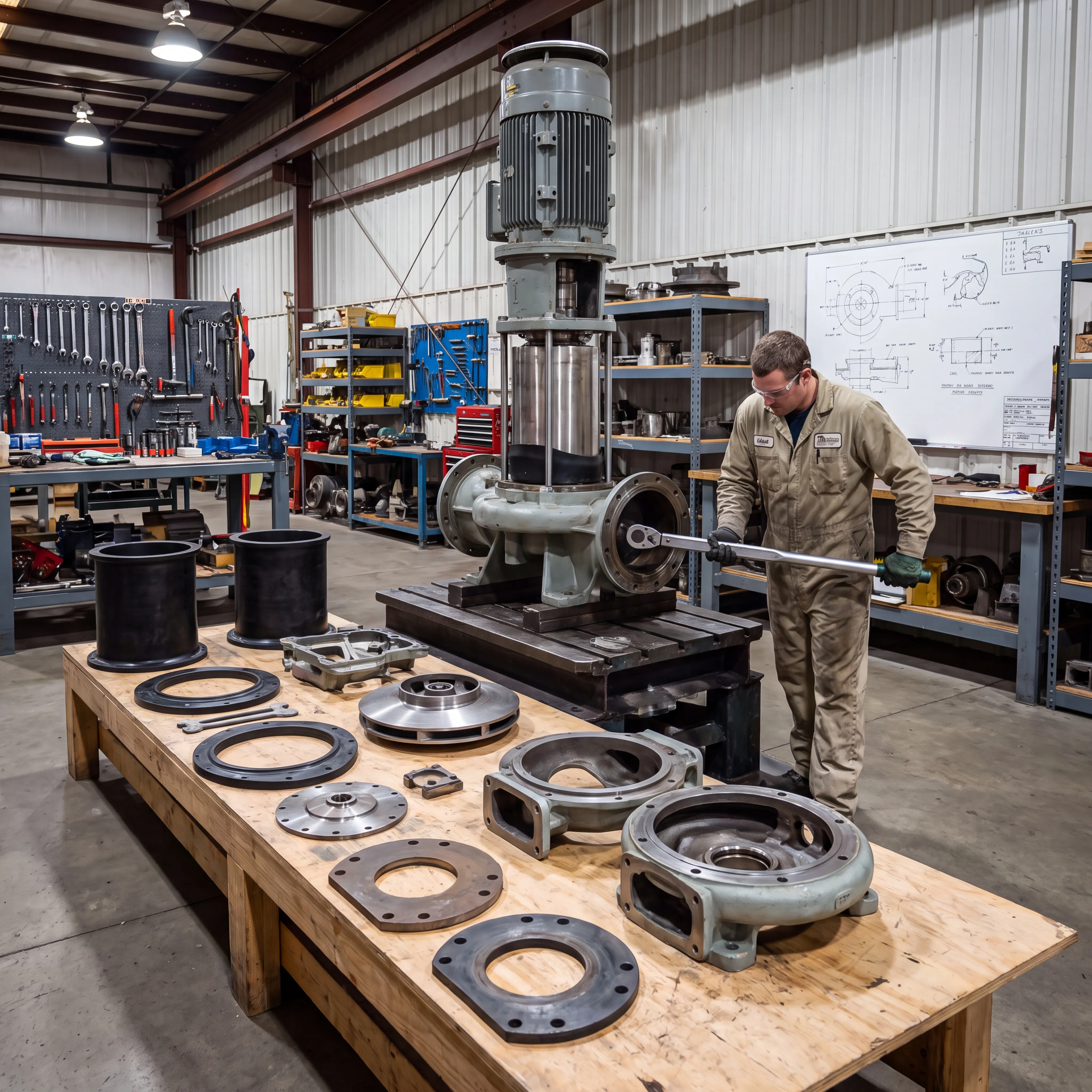Slurry pump repair and maintenance workbench